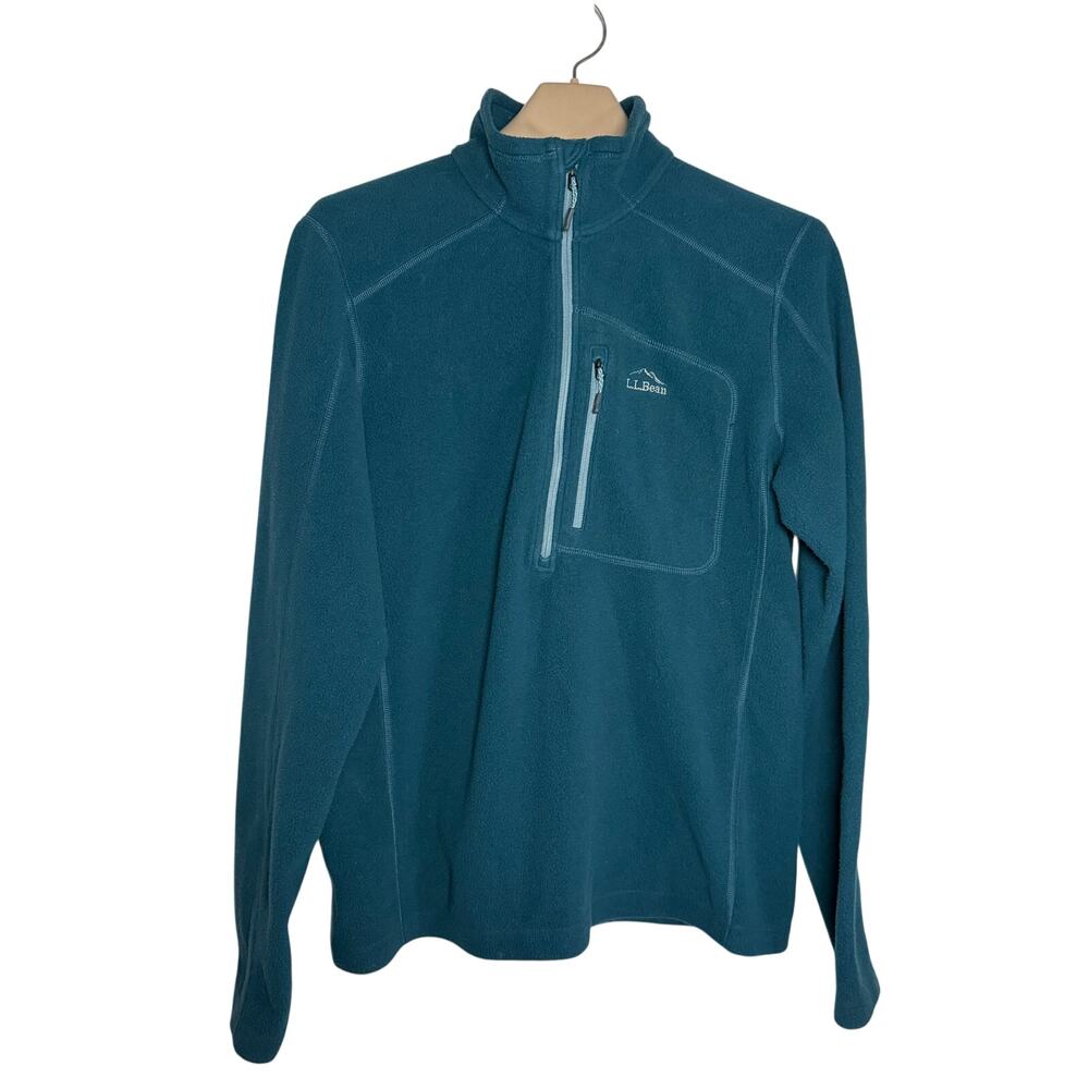 L.L. Bean Fitted Fleece Jacket 1/4 Zip Up Mens Size MEDIUM Teal